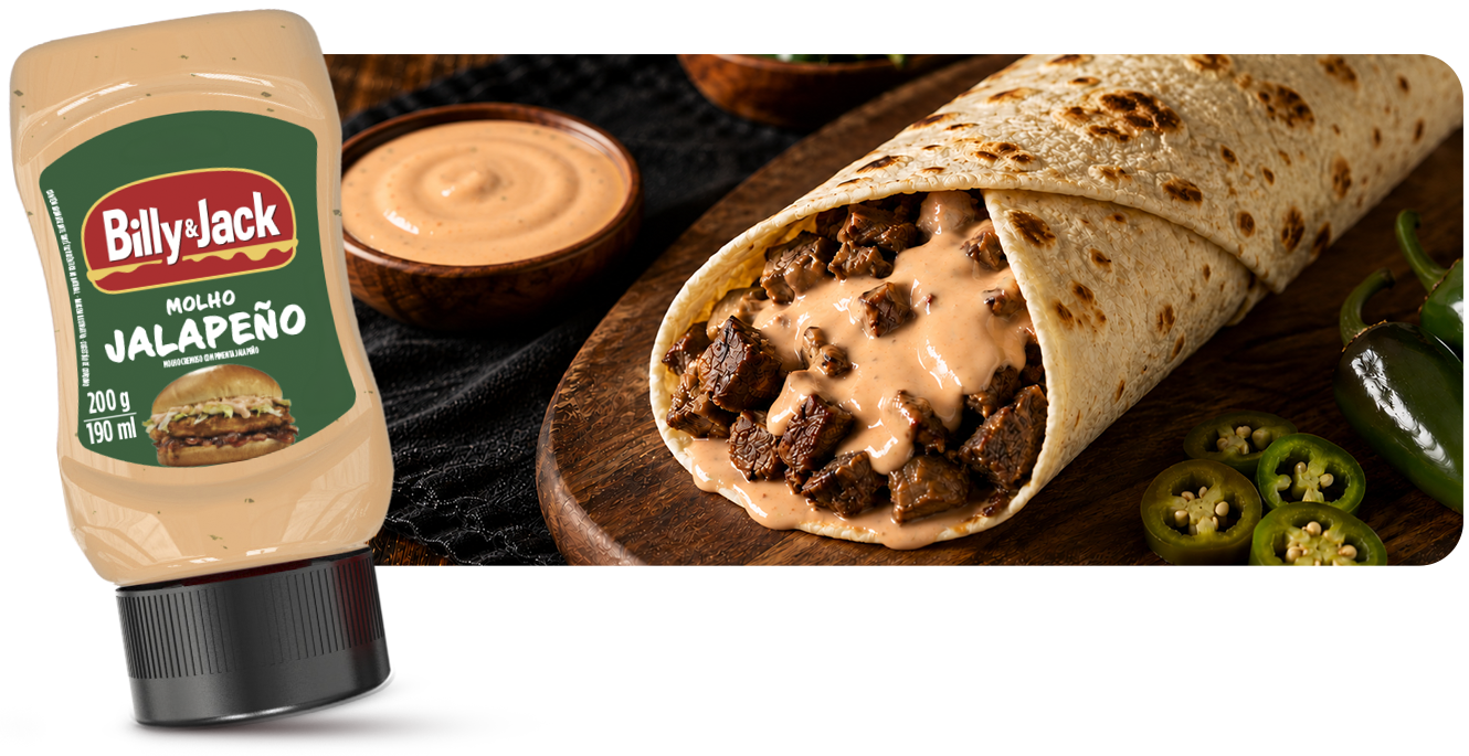 Burrito de carne com Molho Jalapeño Billy & Jack