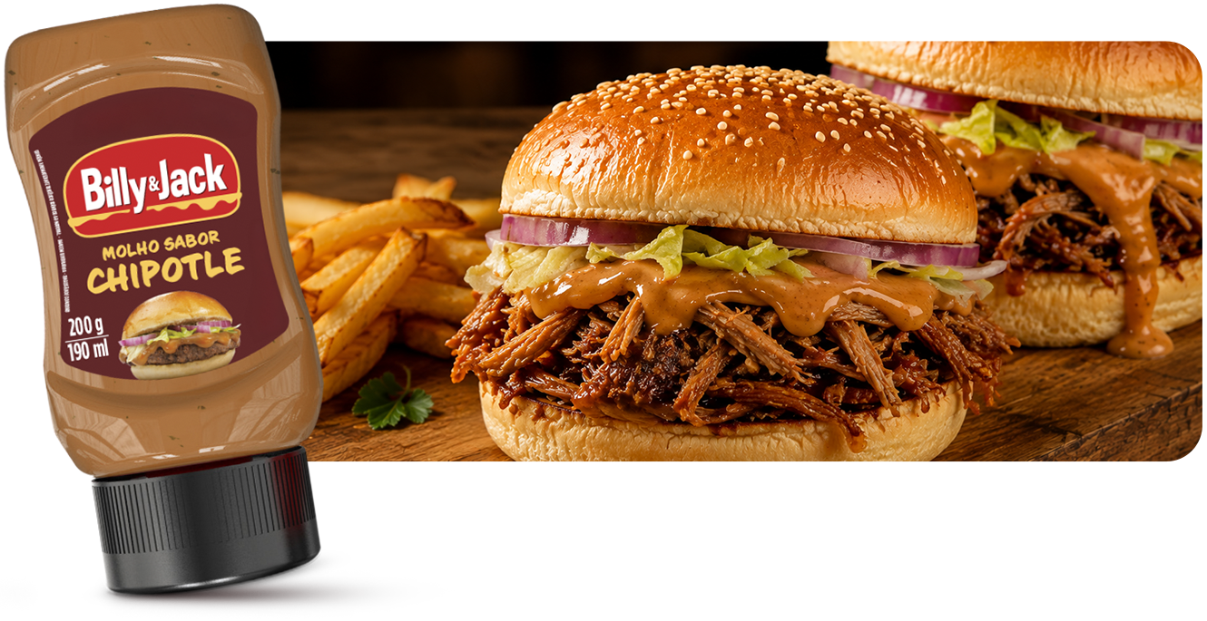 Hambúrguer de pernil com Molho Chipotle Billy & Jack